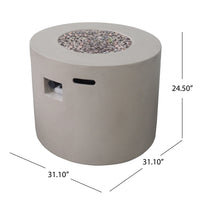 Light Grey Magnesium Oxide 31' Round Fire Pit with 40,000 BTU for