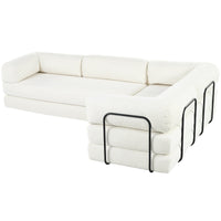 L-Shaped Modular Sofa Bed in Corduroy Fabric, Ideal for Living Rooms