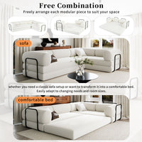 L-Shaped Modular Sofa Bed in Corduroy Fabric, Ideal for Living Rooms