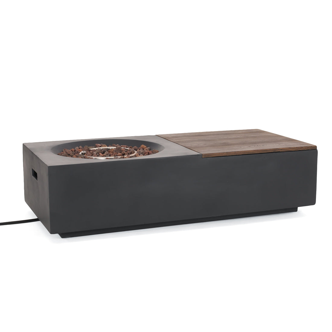 Outdoor 50,000 BTU Lightweight Concrete Rectangular Fire Pit Table
