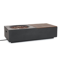 Outdoor 50,000 BTU Lightweight Concrete Rectangular Fire Pit Table