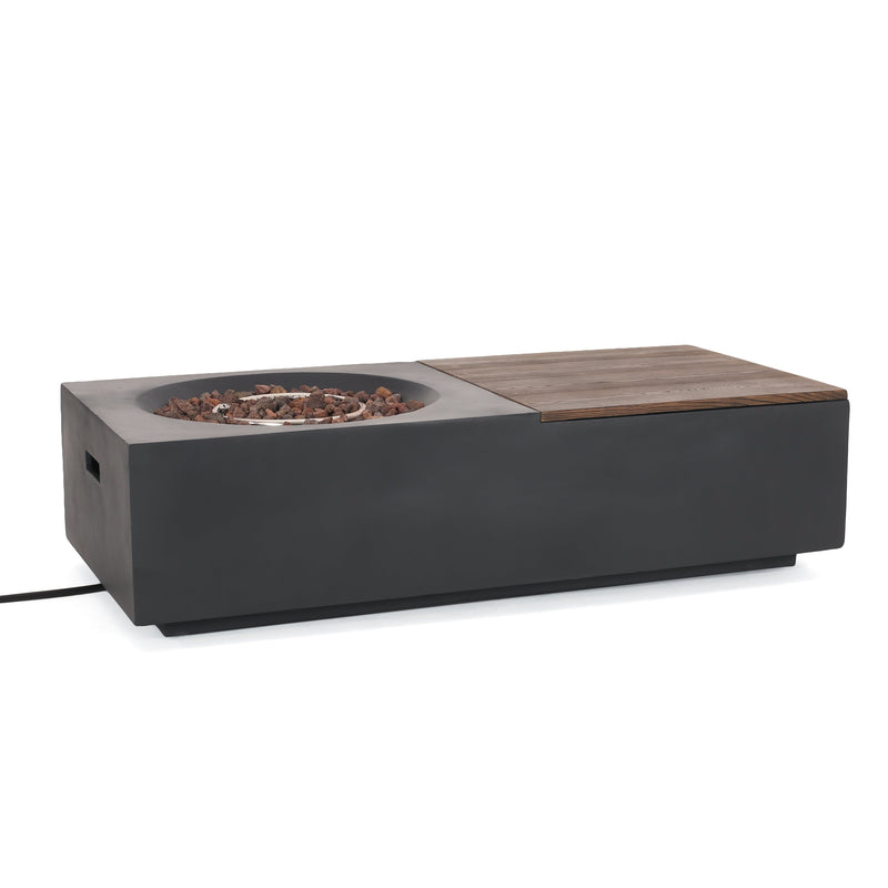 Outdoor 50,000 BTU Lightweight Concrete Rectangular Fire Pit Table