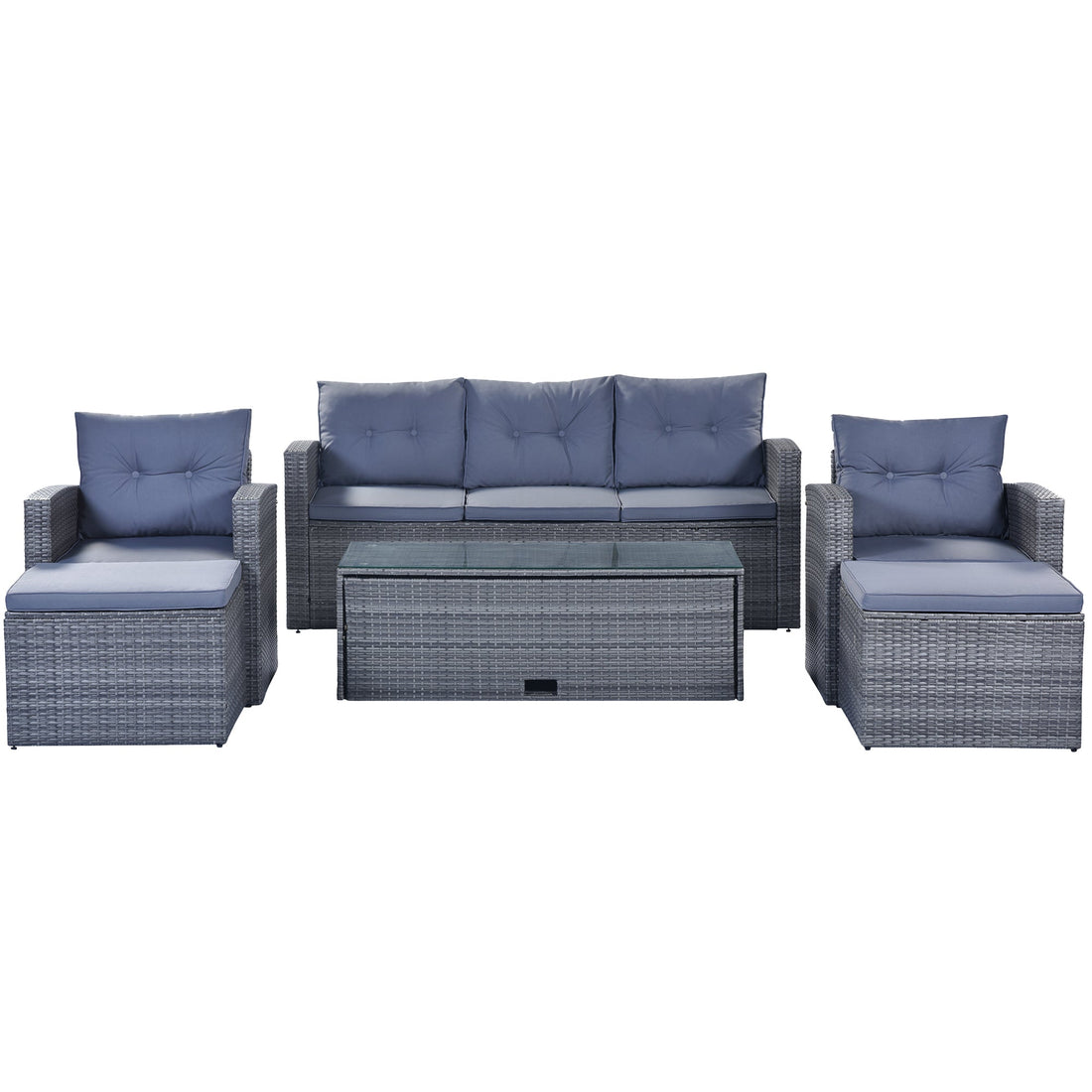 6-piece All-Weather PE rattan Patio Outdoor Dining Conversation