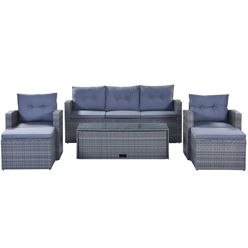 6-piece All-Weather PE rattan Patio Outdoor Dining Conversation