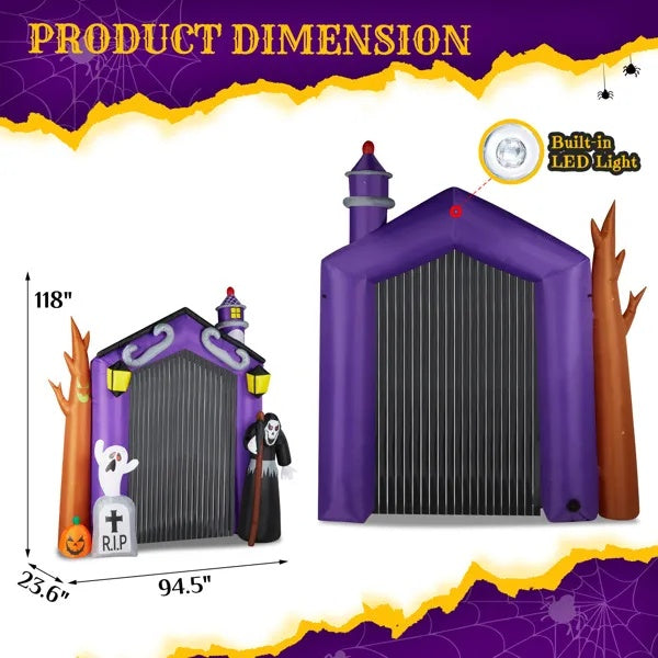 9.8 FT Halloween Inflatables Haunted House Castle Archway Outdoor