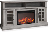 Traditional 58" Rustic TV Stand with 23" Electric Fireplace Heater