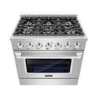 Empava 36GR08 36 In. Pro-Style Slide-In Single Oven Gas Range