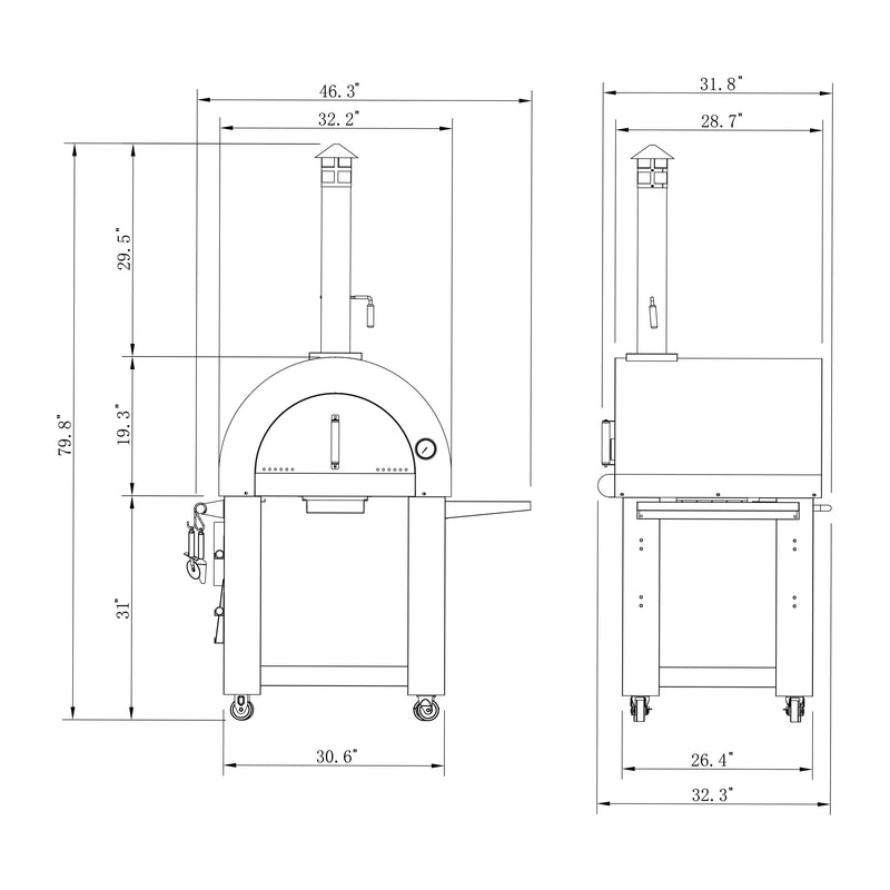 PG05 Outdoor Wood-Fired Pizza Oven – Silver