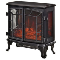 Black Remote Controlled Electric Fireplace Heater Realistic LED Flames