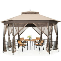 Outdoor 10 x 12 Ft Octagon Gazebo with Mosquito Net Sidewalls