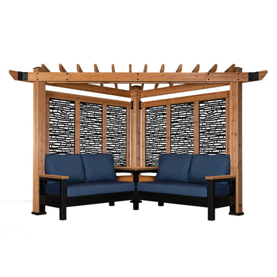 Tuscany Corner Pergola with Conversation Seating - Bamboo Panels