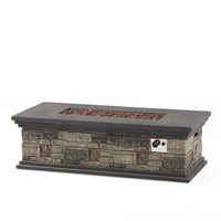 Contemporary Rectangle MGO Fire Pit 50,000 BTU Stone Gray Magnesium