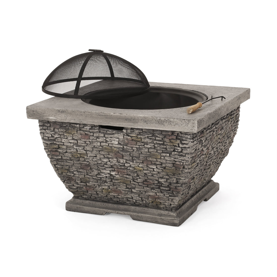 32'  MgO Light-Weight Concrete Wood Burning Square Fire Pit, Grey
