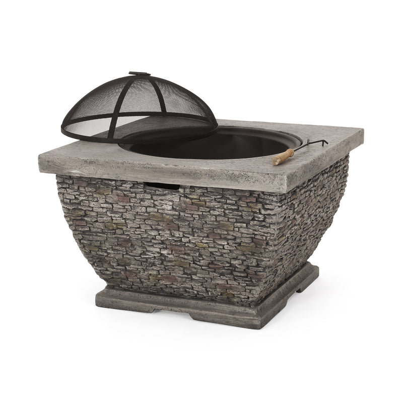 32'  MgO Light-Weight Concrete Wood Burning Square Fire Pit, Grey
