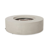 Modern Outdoor 50,000 BTU Round MgO Concrete Propane Fire Pit, Light