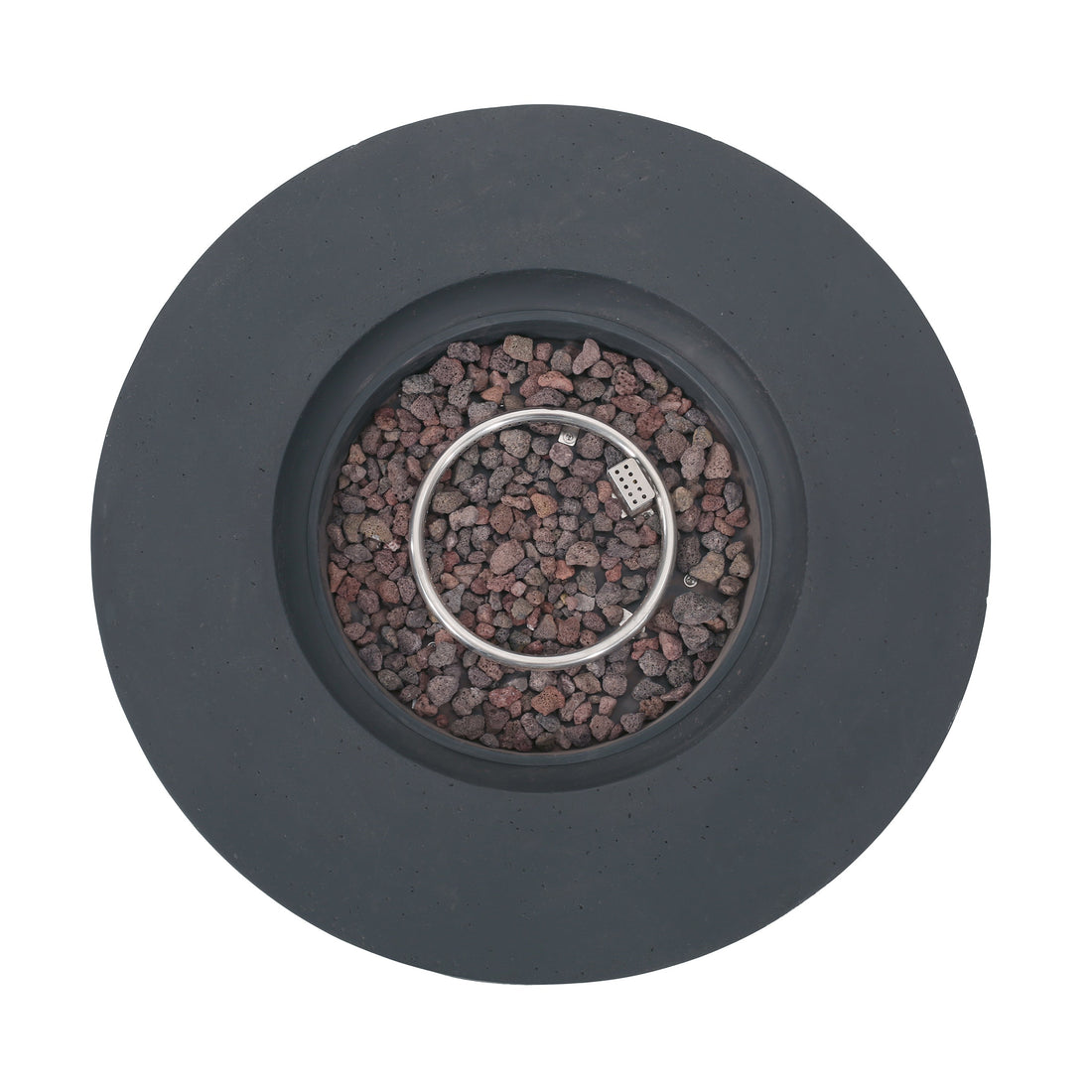 Modern Lightweight Concrete Outdoor Circular Fire Pit 50,000 BTU Dark