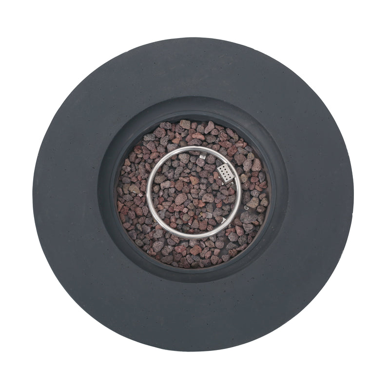 Modern Lightweight Concrete Outdoor Circular Fire Pit 50,000 BTU Dark