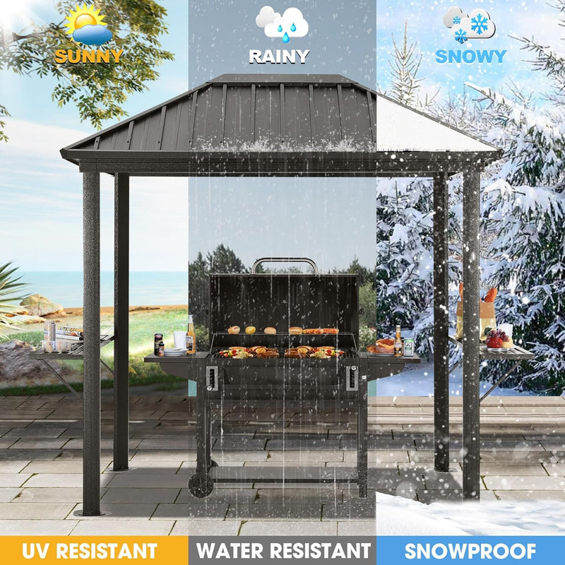Grill Hardtop Gazebo 6X8 - Outdoor Metal Hard Top Gazebo, Permanent