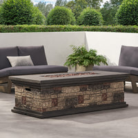Contemporary Rectangle MGO Fire Pit 50,000 BTU Stone Gray Magnesium