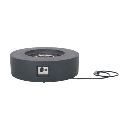Modern Lightweight Concrete Outdoor Circular Fire Pit 50,000 BTU Dark