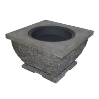 32'  MgO Light-Weight Concrete Wood Burning Square Fire Pit, Grey