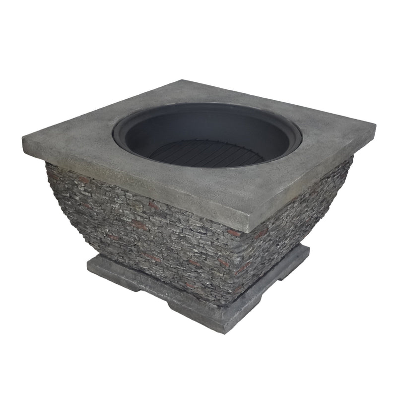 32'  MgO Light-Weight Concrete Wood Burning Square Fire Pit, Grey