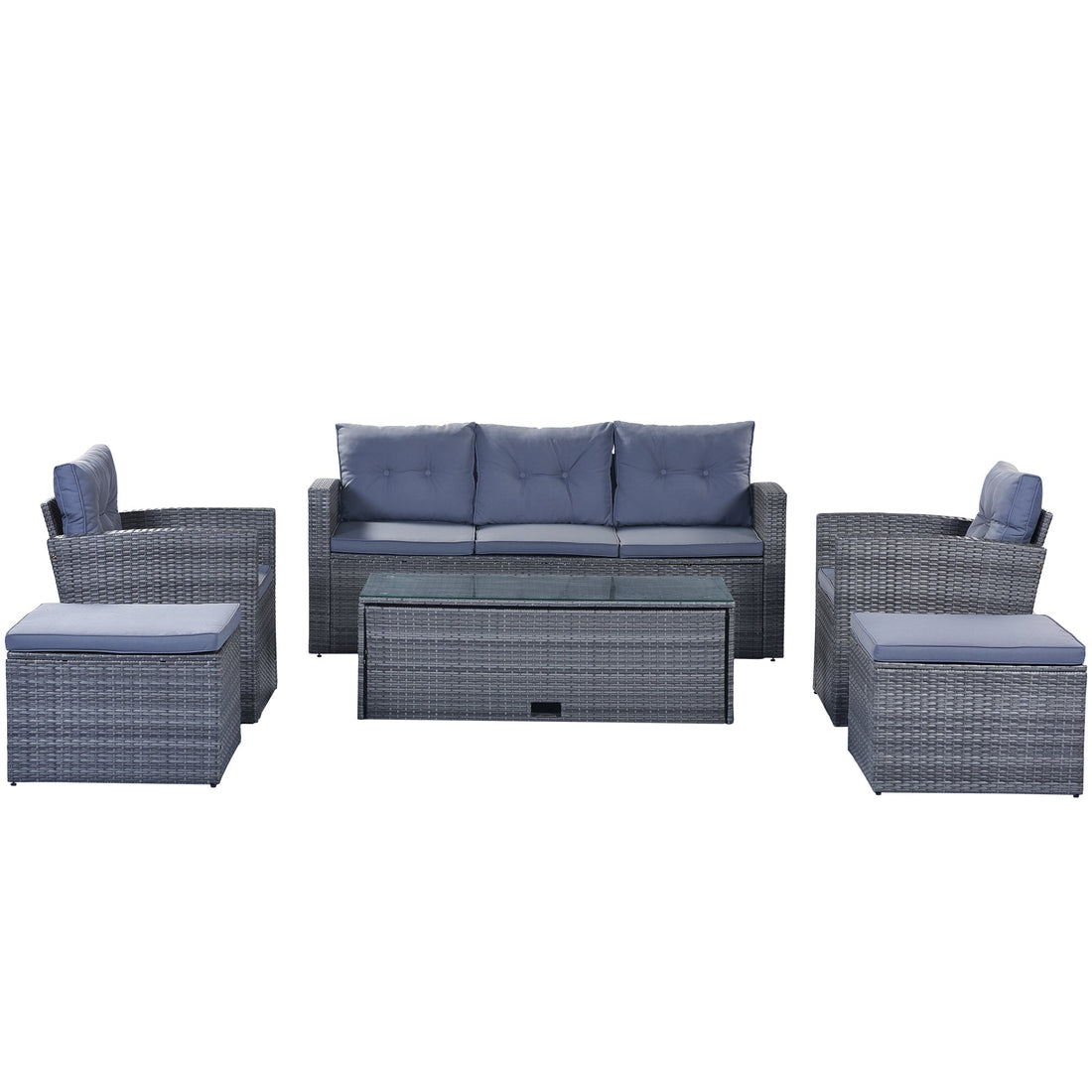 6-piece All-Weather PE rattan Patio Outdoor Dining Conversation