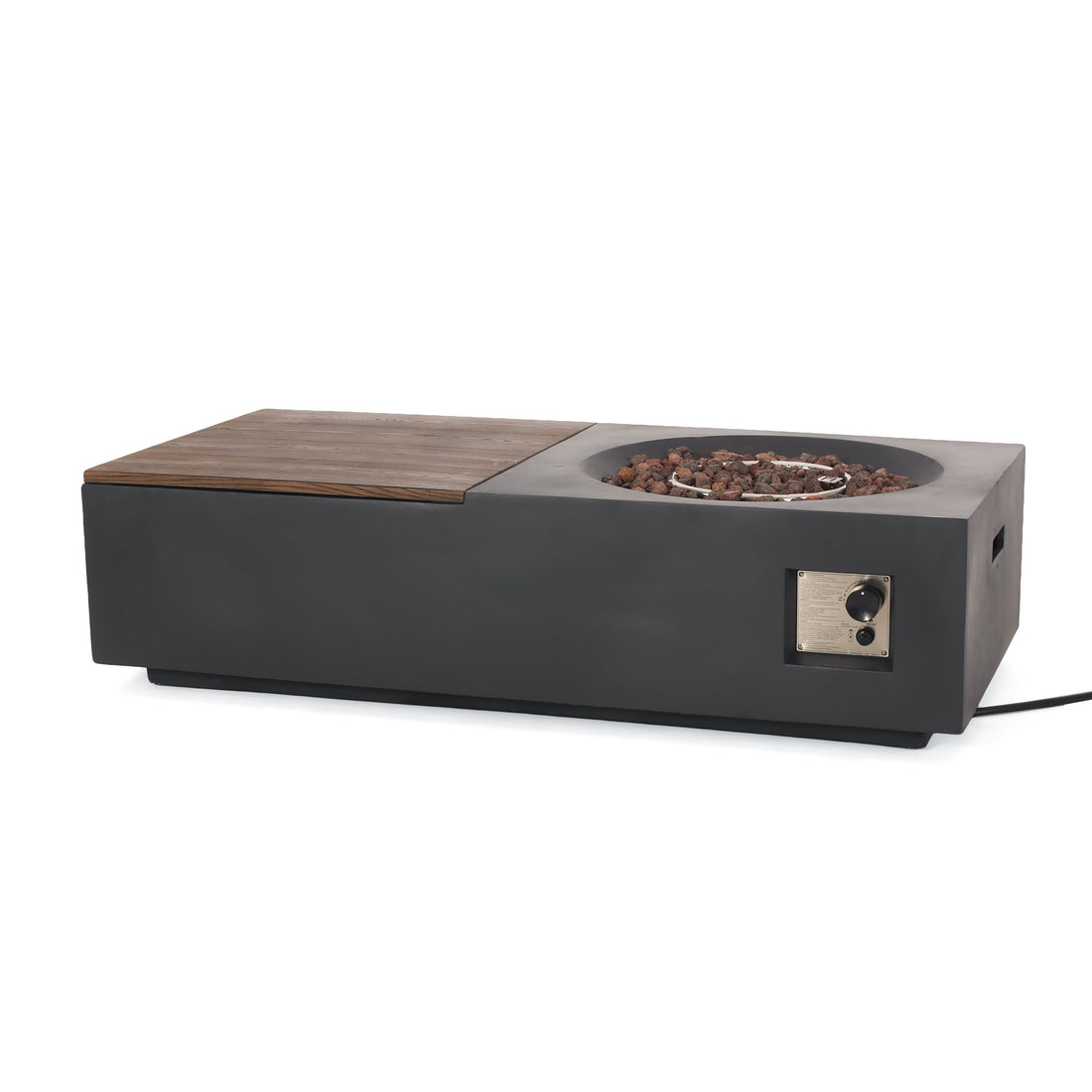 Outdoor 50,000 BTU Lightweight Concrete Rectangular Fire Pit Table