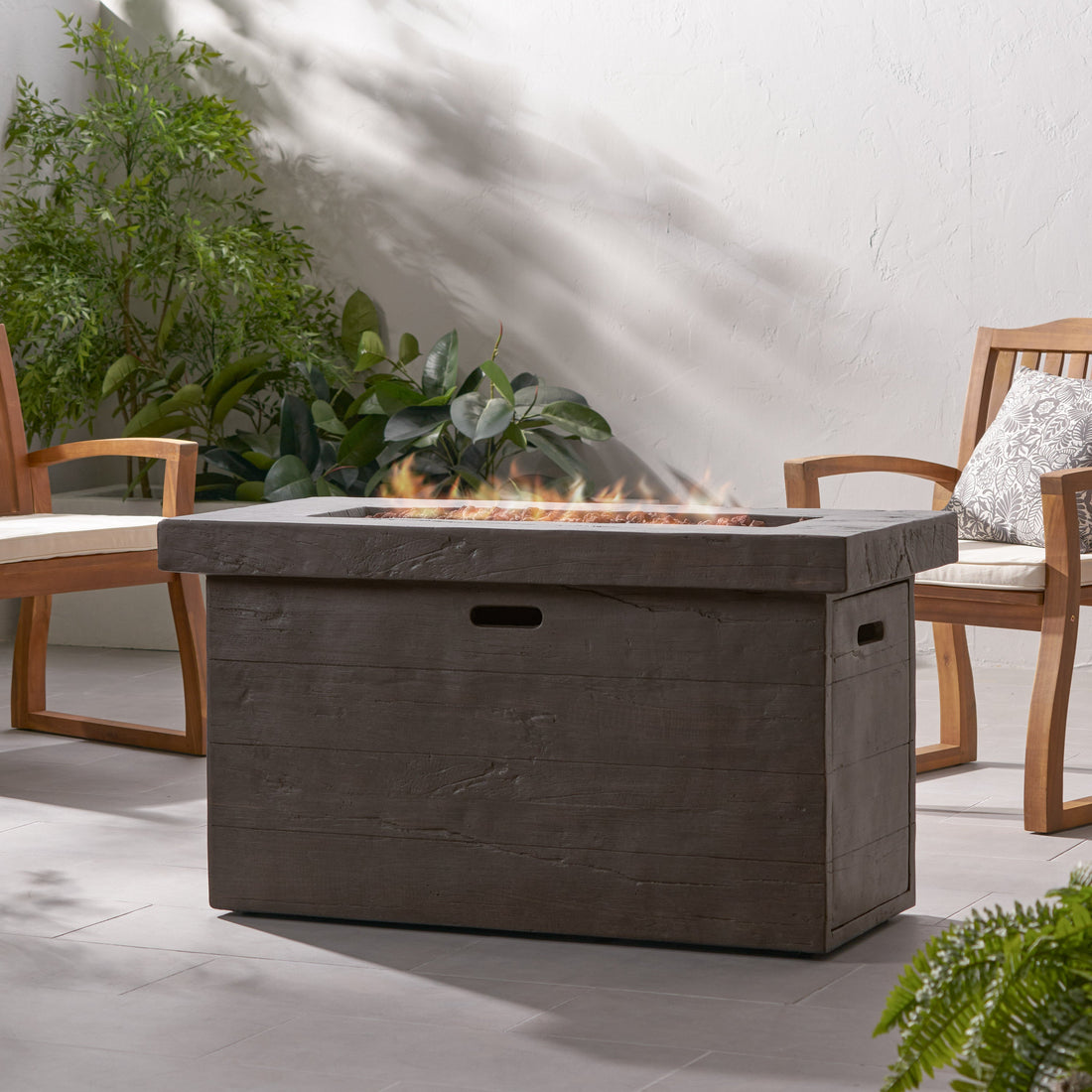 CUSTER Rectangular MGO Fire Pit 50,000 BTU Brown Magnesium Oxide 45