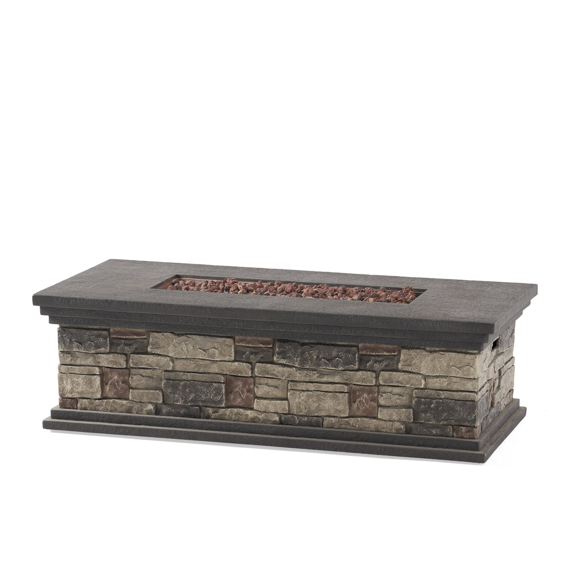 Contemporary Rectangle MGO Fire Pit 50,000 BTU Stone Gray Magnesium