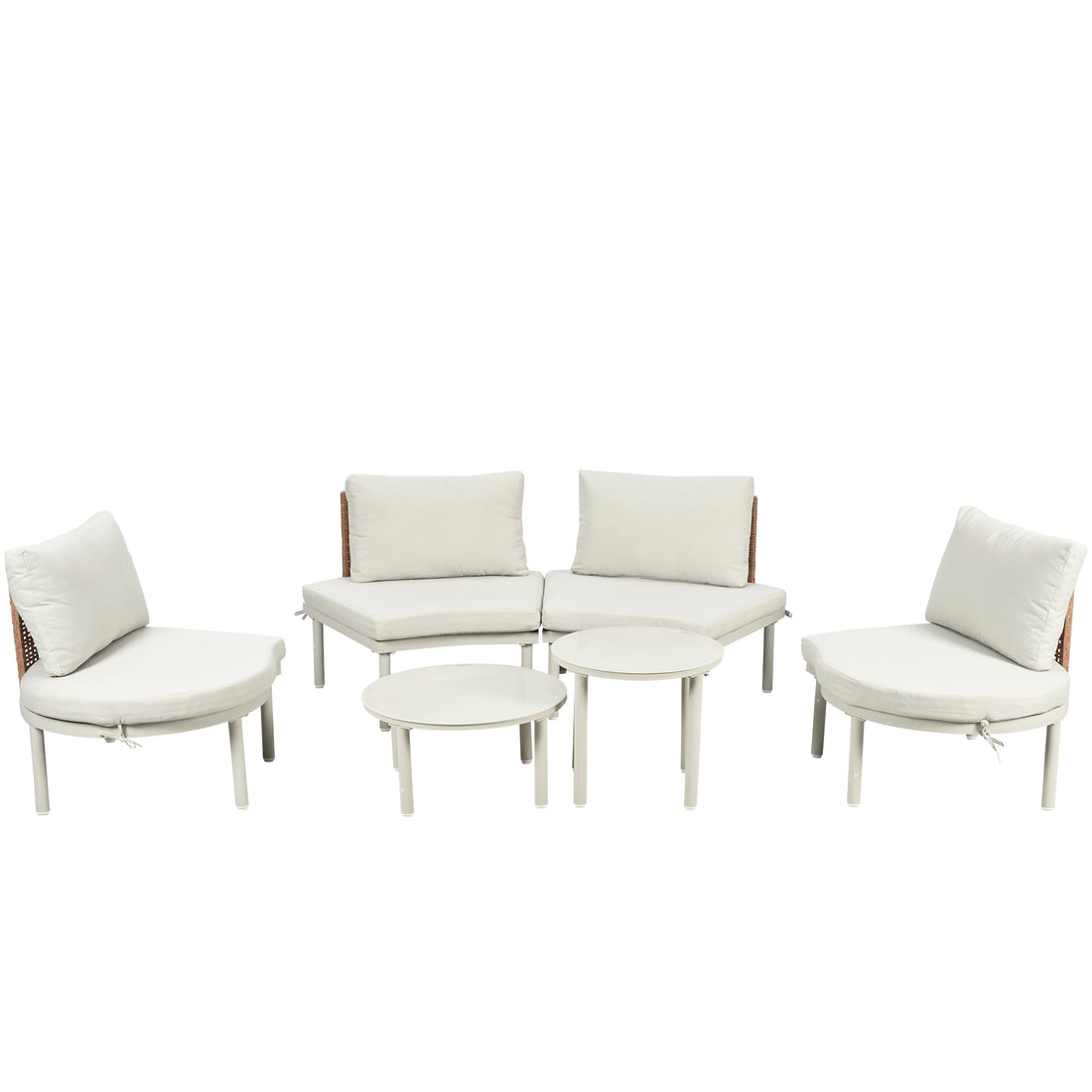 6-Piece Patio Sofa Furniture Set, Half Moon Outdoor Sectional Sofa