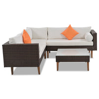 4-pieces Outdoor Wicker Sofa Set, Patio Furniture with Colorful
