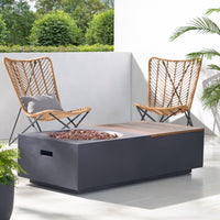 Outdoor 50,000 BTU Lightweight Concrete Rectangular Fire Pit Table