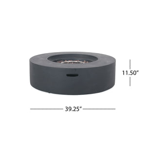 Modern Lightweight Concrete Outdoor Circular Fire Pit 50,000 BTU Dark
