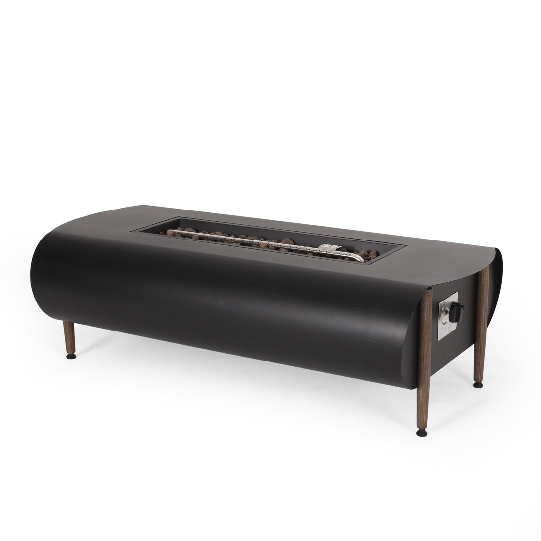 Vernon Rectangle Fire Pit 50,000 BTU Dark Gray Iron 50x25.5x15.25