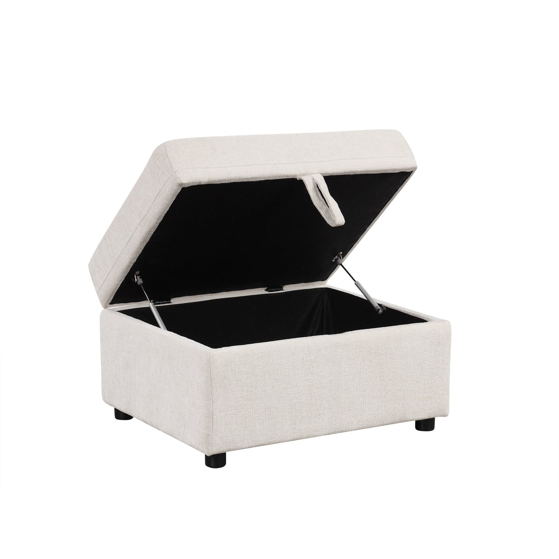 Beige Chenille Sectional Sofa Convertible Pull-out Bed with Storage