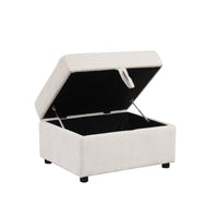 Beige Chenille Sectional Sofa Convertible Pull-out Bed with Storage