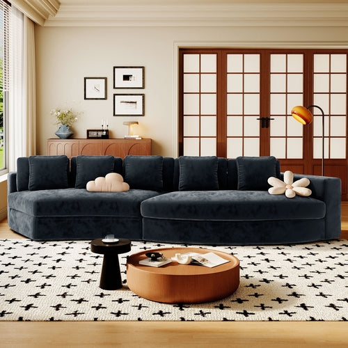 115.7' Pure Foam Modular Sofa, 2-Piece Set with 5 Cushions, 4-Seater,