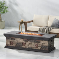 Contemporary Rectangle MGO Fire Pit 50,000 BTU Stone Gray Magnesium