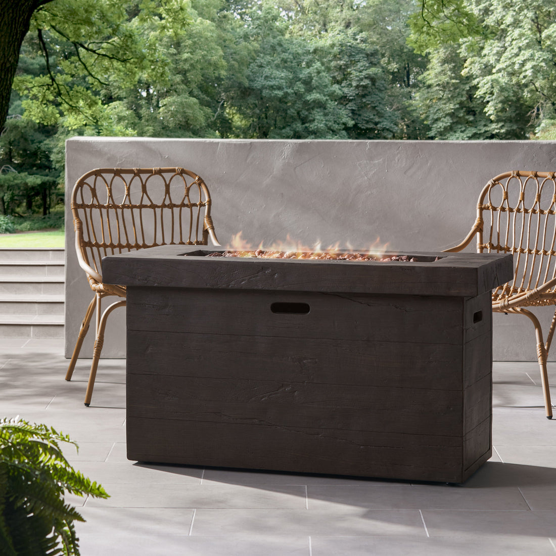 CUSTER Rectangular MGO Fire Pit 50,000 BTU Brown Magnesium Oxide 45