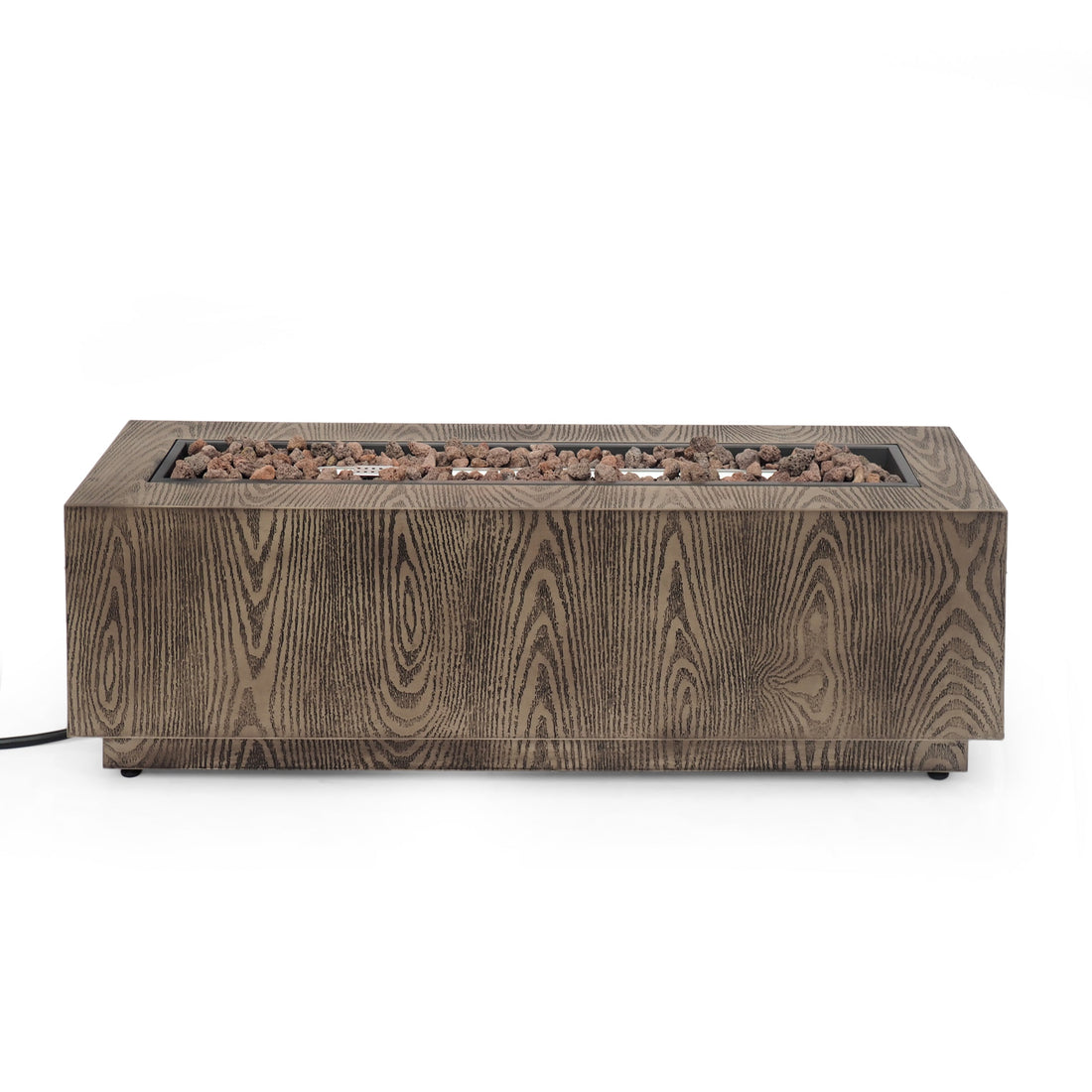 Outdoor 48' Rectangular Iron Propane Fire Pit with 50,000 BTU, Brown