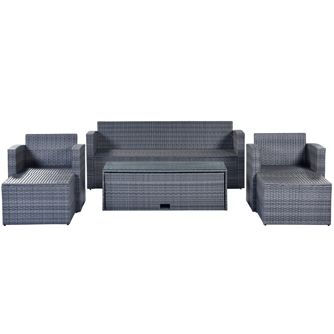 6-piece All-Weather PE rattan Patio Outdoor Dining Conversation