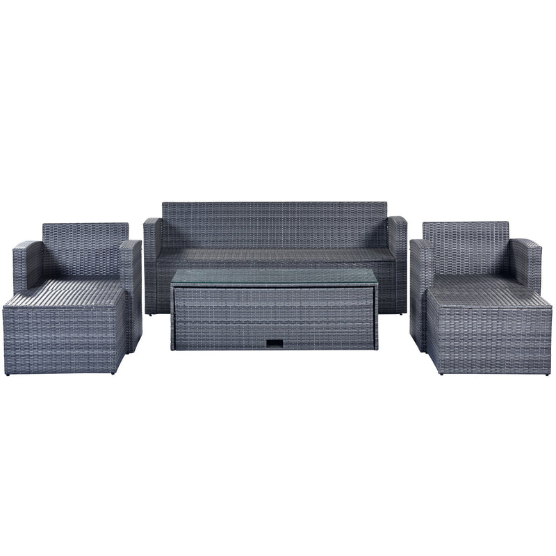 6-piece All-Weather PE rattan Patio Outdoor Dining Conversation