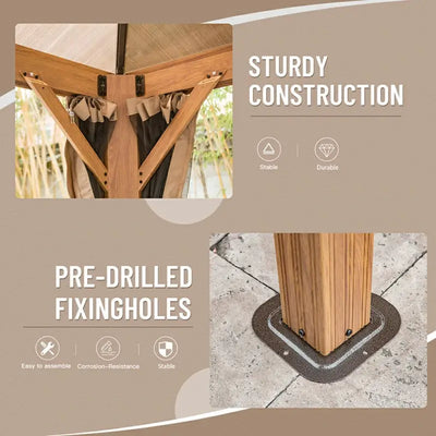 Polycarbonate Hardtop Gazebo Wood-looking