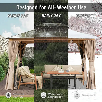 Polycarbonate Hardtop Gazebo Wood-looking