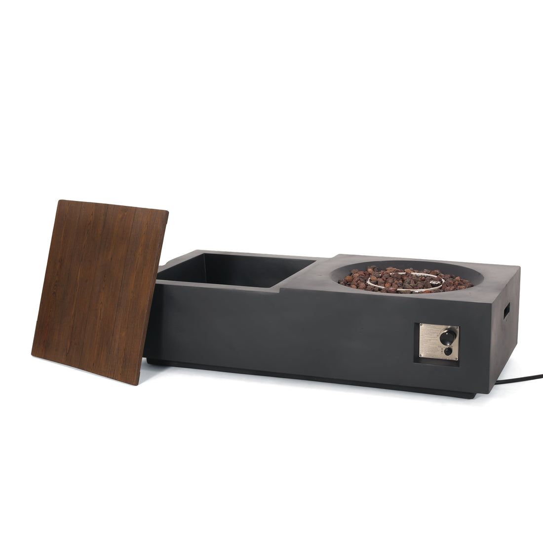 Outdoor 50,000 BTU Lightweight Concrete Rectangular Fire Pit Table