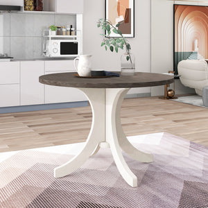 Mid-Century Solid Wood 5-Piece Round Dining Table Set, Kitchen Table