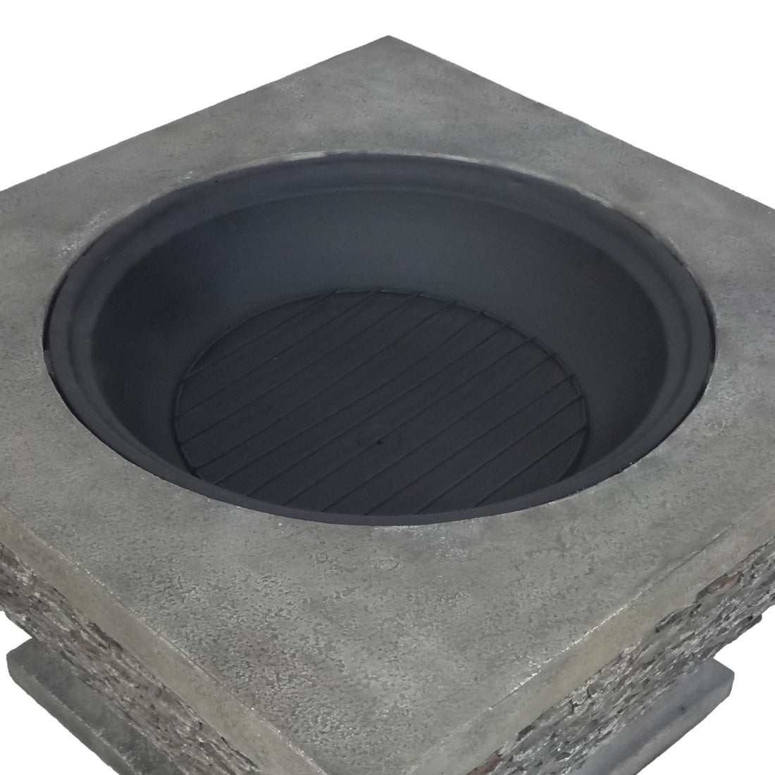32'  MgO Light-Weight Concrete Wood Burning Square Fire Pit, Grey