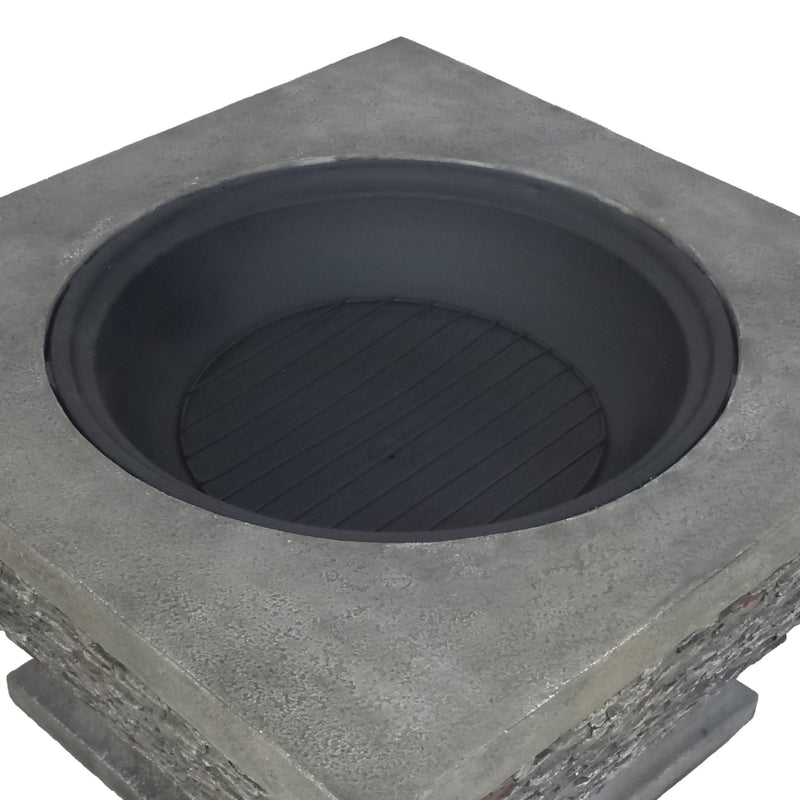 32'  MgO Light-Weight Concrete Wood Burning Square Fire Pit, Grey