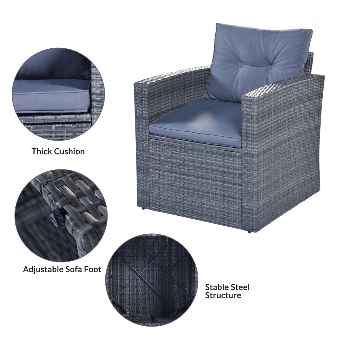 6-piece All-Weather PE rattan Patio Outdoor Dining Conversation